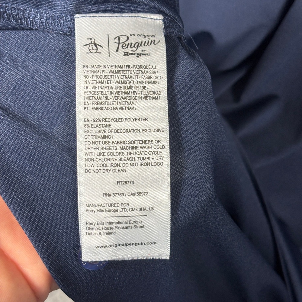Original Penguin Polo Shirt Mens XL Navy Blue Short Sleeve Embroidered Logo Golf - Picture 4 of 7